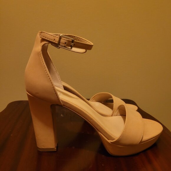 Tan 4" Block Heel Sandals - Picture 4 of 7